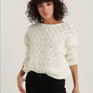 NWT Lucky Brand Pointelle Chenille Pullover Sweater M